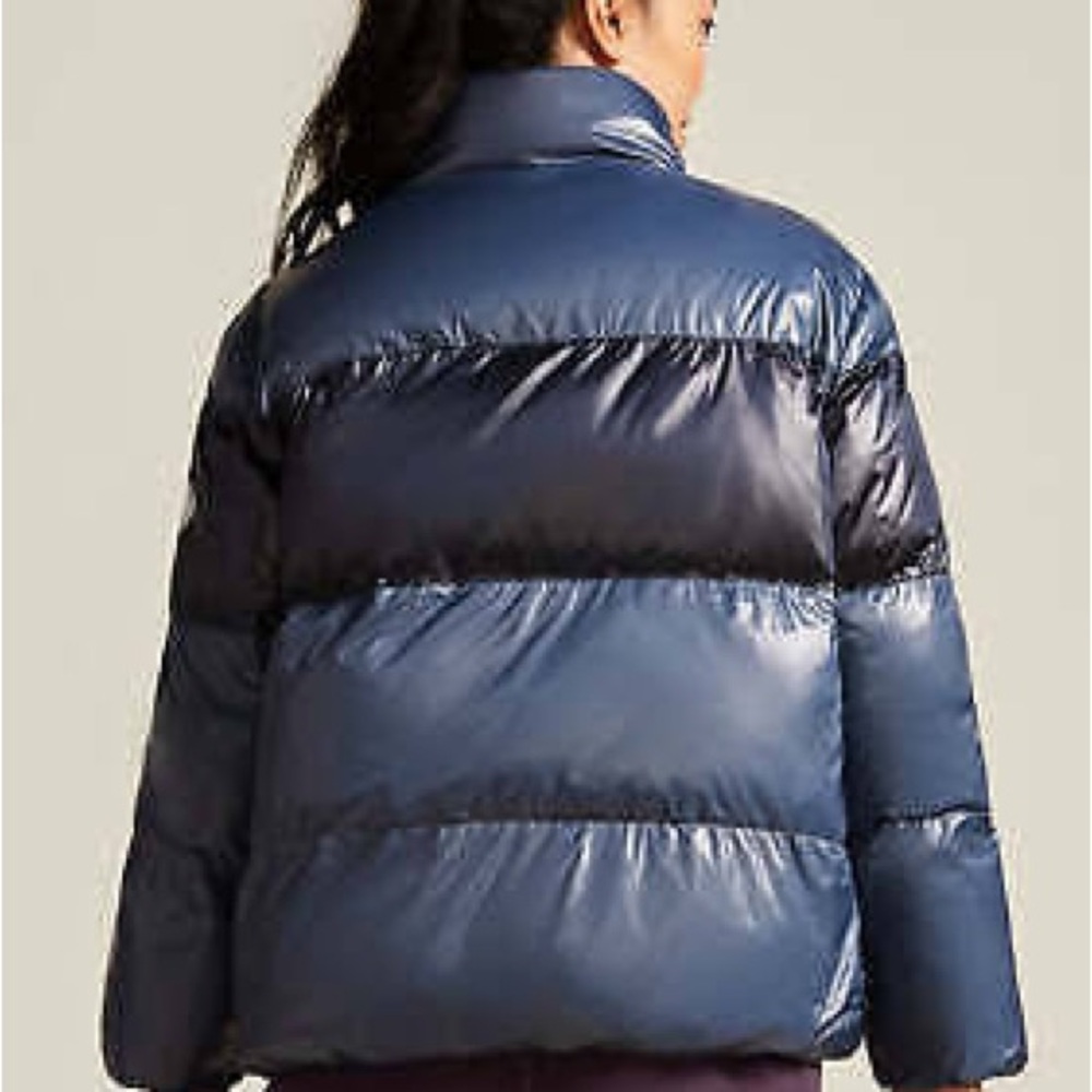 Peloton Blue & Black High Collar Puffer Jacket Women’s size XSmall - Picture 2 of 12
